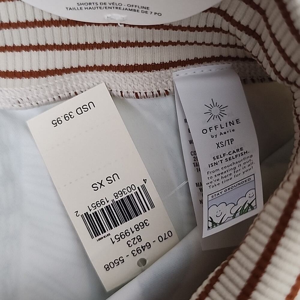 Aerie OFFLINE Goals Ribbed Drawcord Bike Shorts Peach Apricot Orange NWT Small - Picture 10 of 11